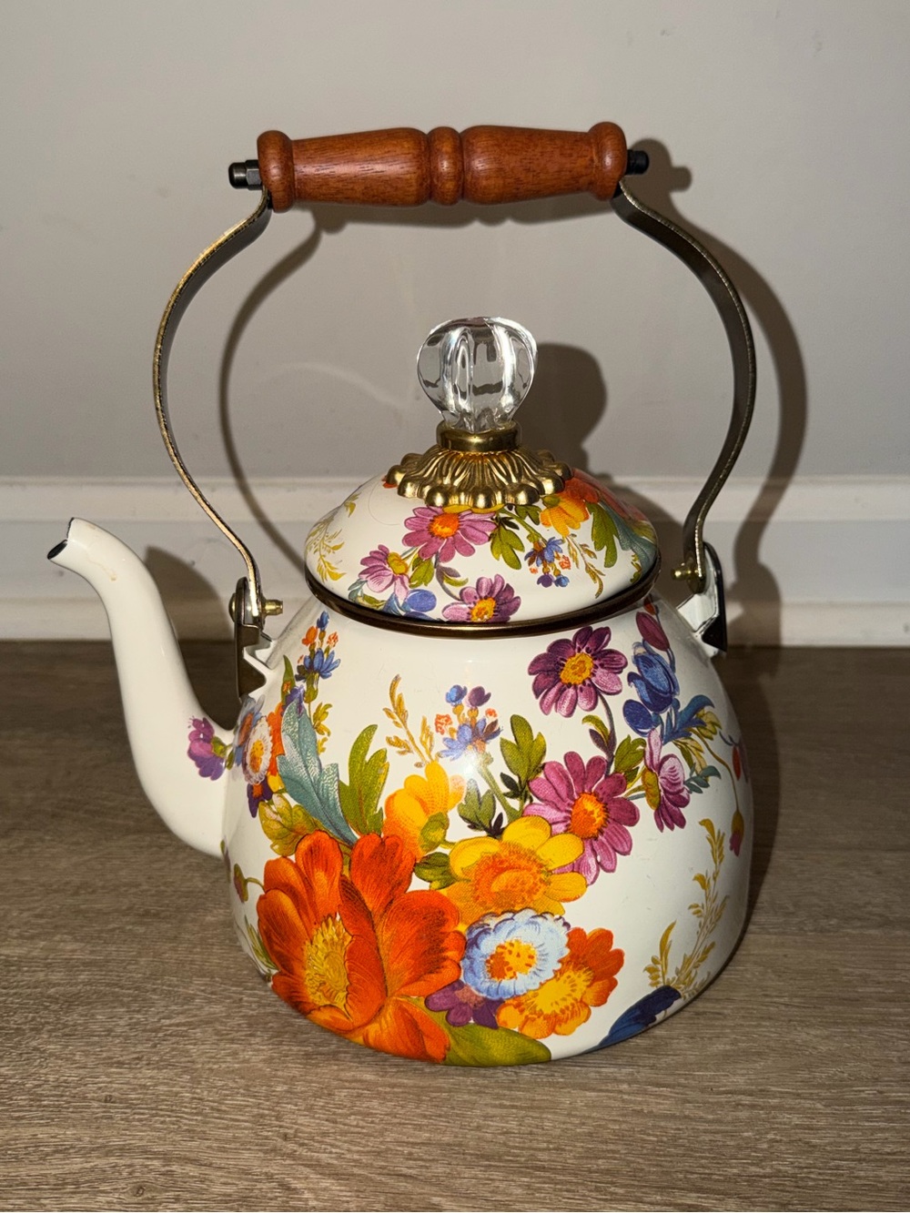 Mackenzie-Childs White Flower Market Tea Kettle